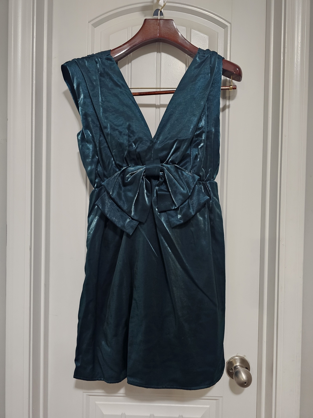 entro Teal Bow-Front Cocktail Dress